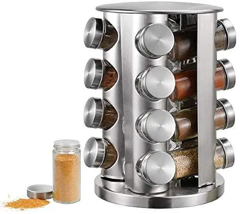 Набір ємностей для спецій Spice Wood Carousel ∙ Карусель - спецівниця на підставці ∙ 16 скляних баночок - фото 3