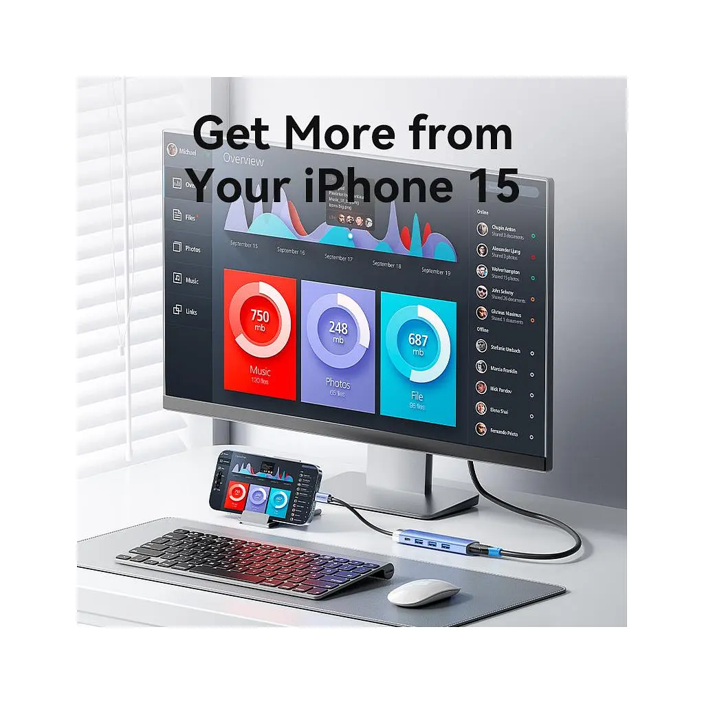 Концентратор Vention USB 3.1 Type-C to HDMI/USB 3.0x3/PD 100W Blue Aluminum Alloy Hub 5-in-1 (TGESB) - фото 9