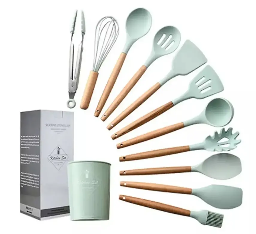 Набір кухонного приладдя Kitchen Set, 12 предметів ∙ Силіконові аксесуари для кухні з підставкою - фото 4
