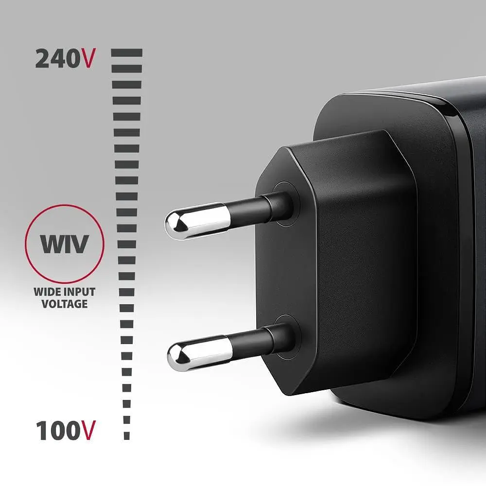 Мережевий зарядний пристрій AXAGON ACU-PQ67, 2x port (USB + USB-C), PD3.0/QC4+/PPS/Apple, 67W, сірий - фото 9