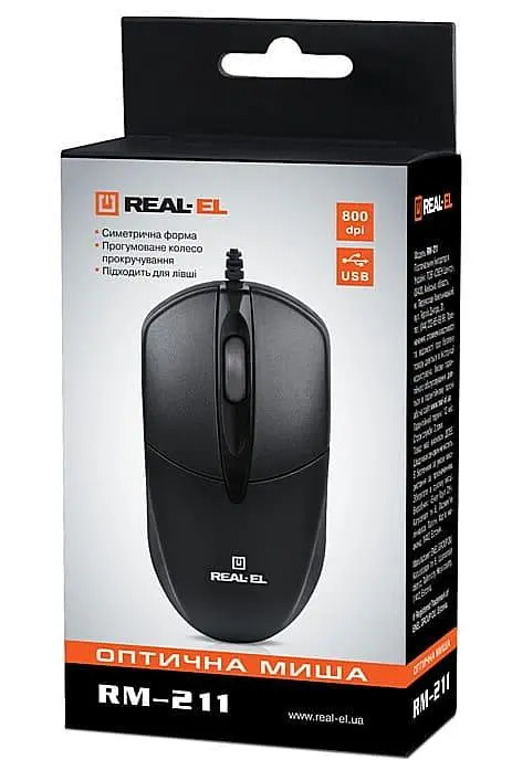 Миша Real-EL RM-211 USB Black (EL123200001) - фото 6