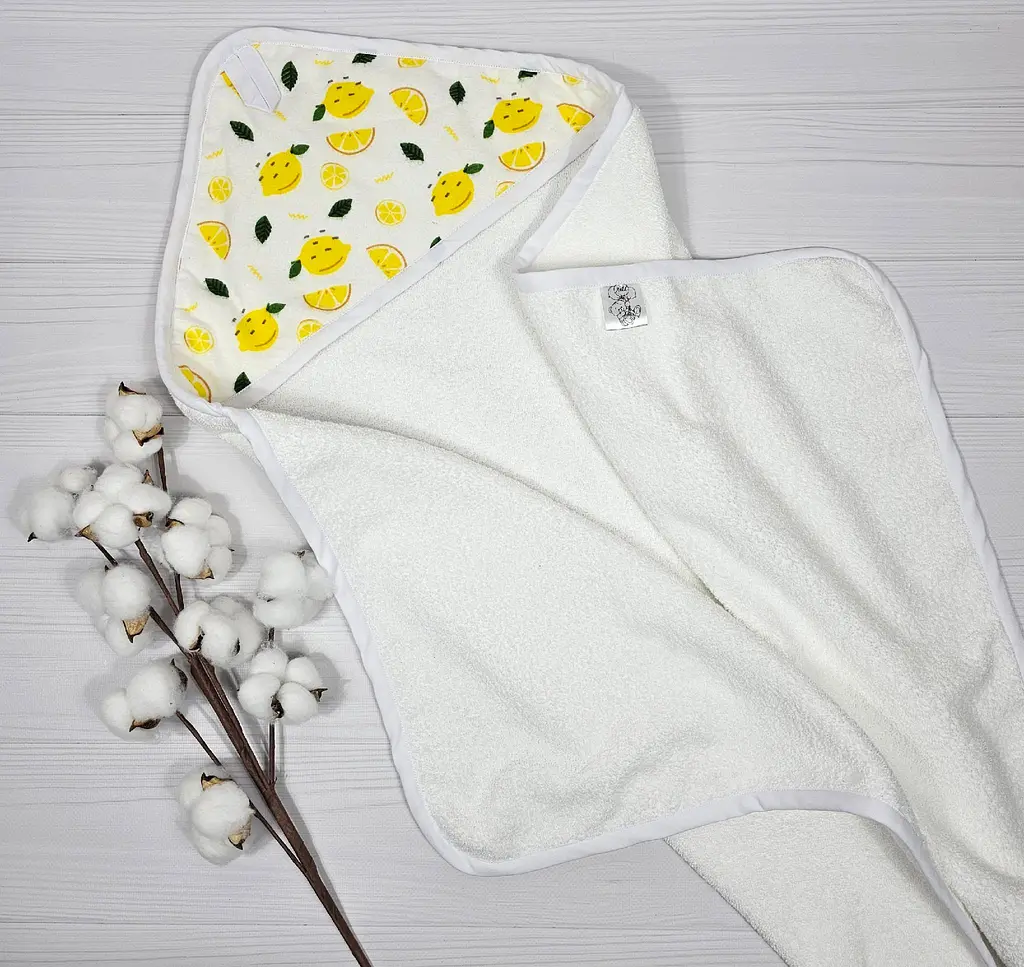 Дитячий рушничок-куточок 80х80 a.l.babybox Лимон Білий - фото 4