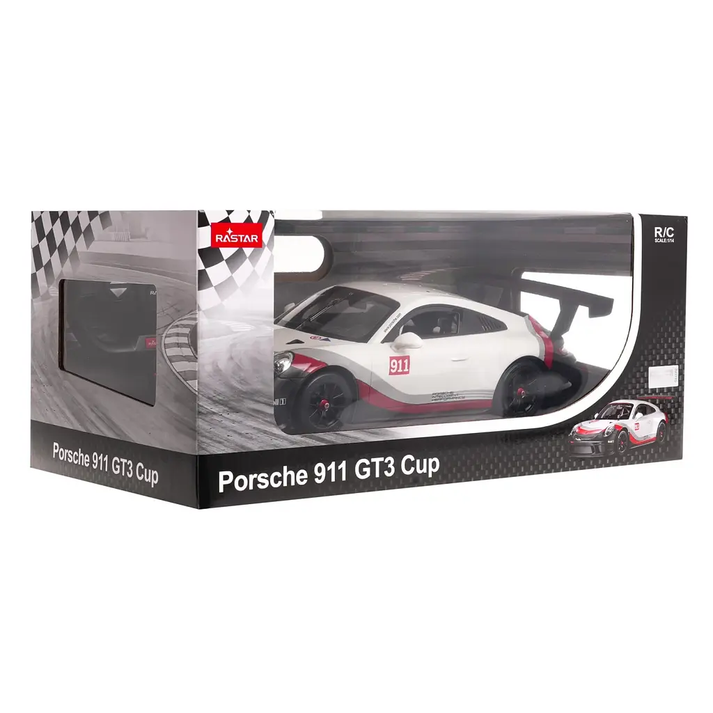 Машинка RASTAR Porsche 911 GT3 CUP R/C 1:14 белый 75900 - фото 8