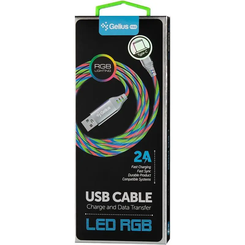 USB кабель Gelius Pro LED RGB GP-UC06c Type-C Silver - фото 4