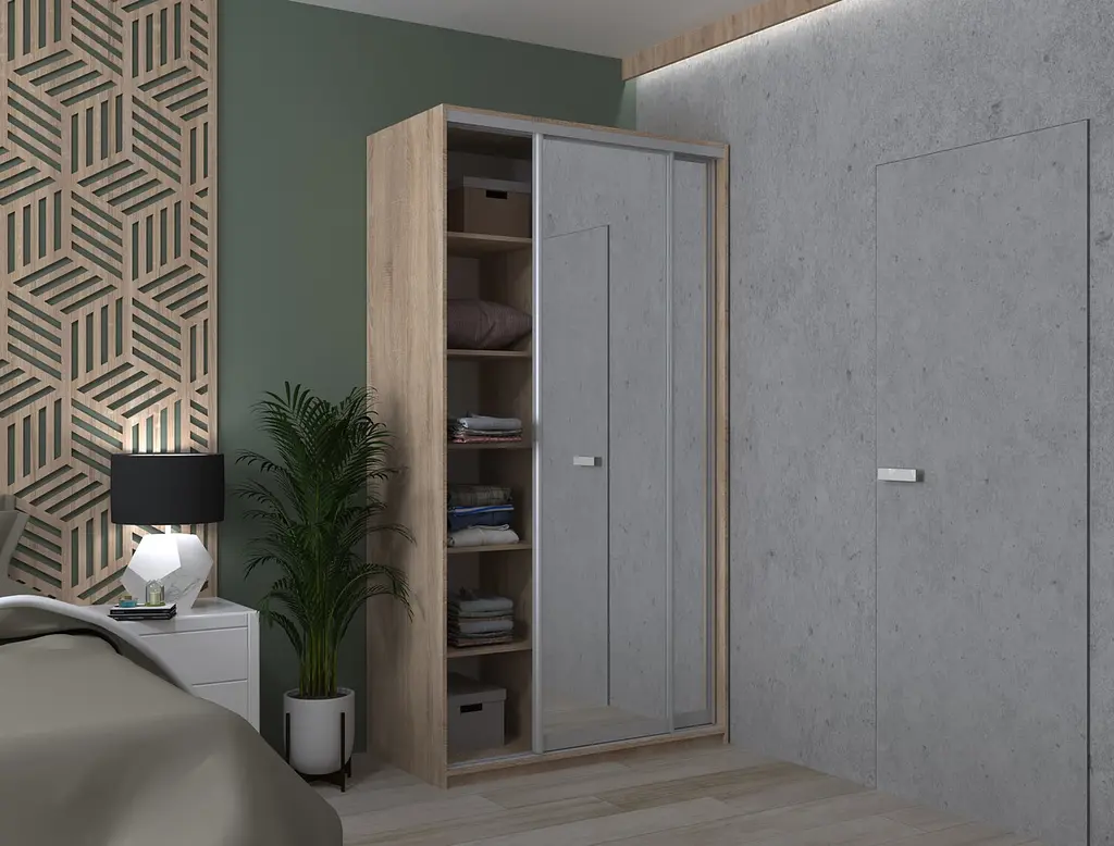 Шафа-купе Doros Сіті Лайт Дуб Cонома 2 Дзеркала 120х60х225 (42002036) - фото 7
