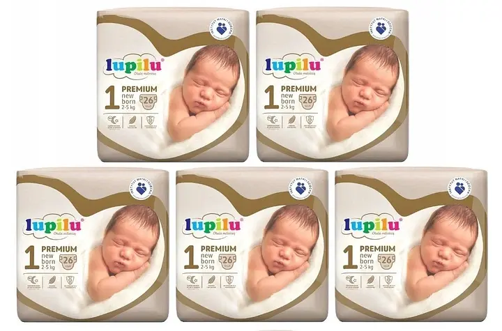 Підгузники Lupilu Premium New born Розмір 1, Вага 2-5 кг, 130 шт
