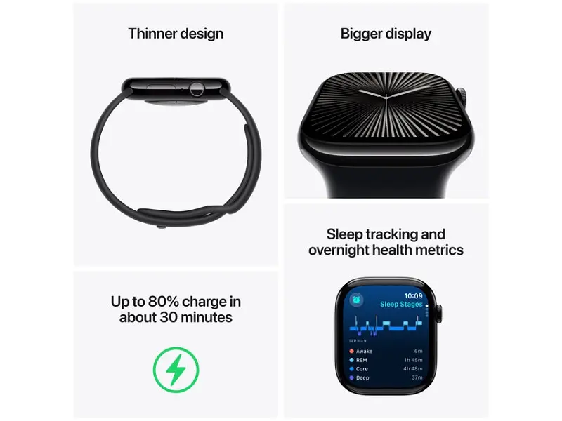 Смарт-годинник Apple Watch Series 10 GPS 46mm Jet Black Alu. Case w. Black Sport Band - M/L (MWWQ3) - фото 3