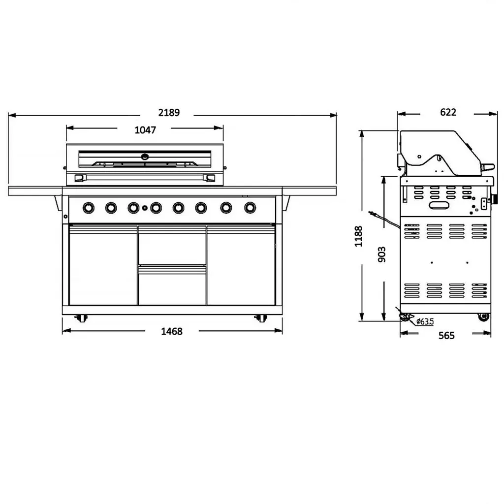Газовый гриль Santos P-618 с боковой и задней горелкой, нержавеющая сталь (900327) - фото 14