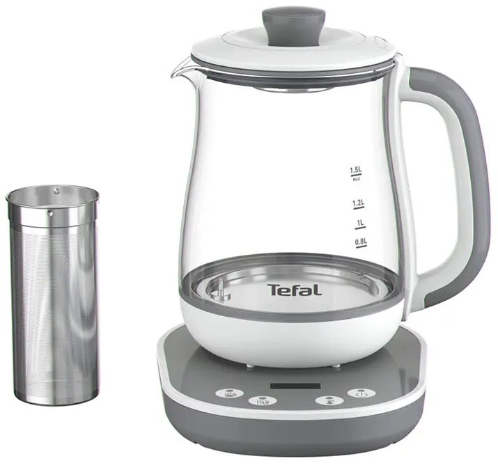 Электрочайник Tefal Tastea tea maker 1.5 л стекло заварник бело-серый kuh0015326 - фото 2