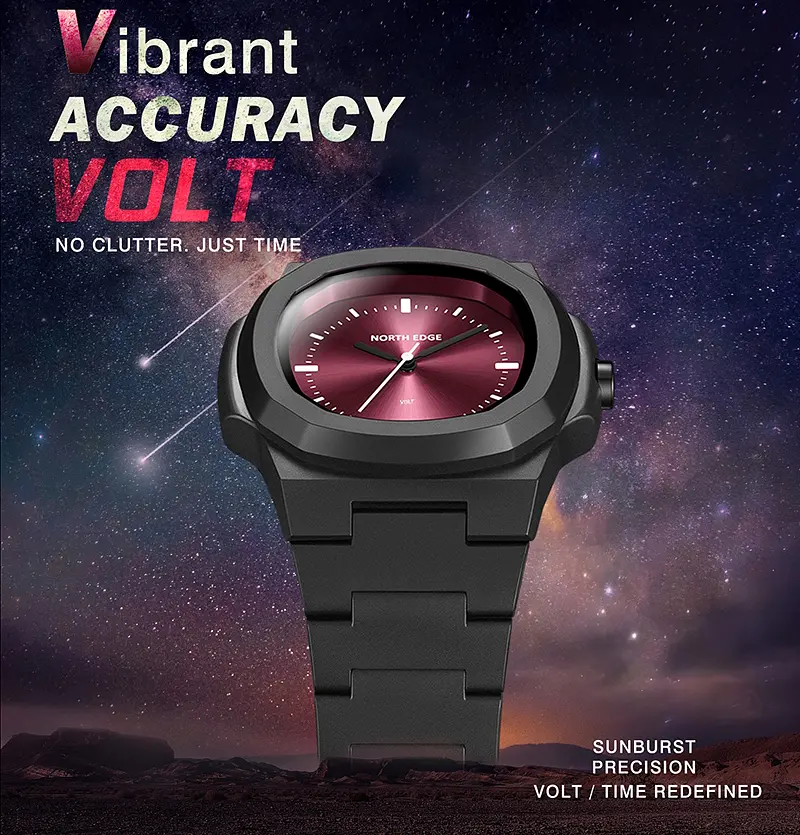 Наручний годинник чоловічий North Edge Volt 5 Bar Чорний (3563) - фото 6