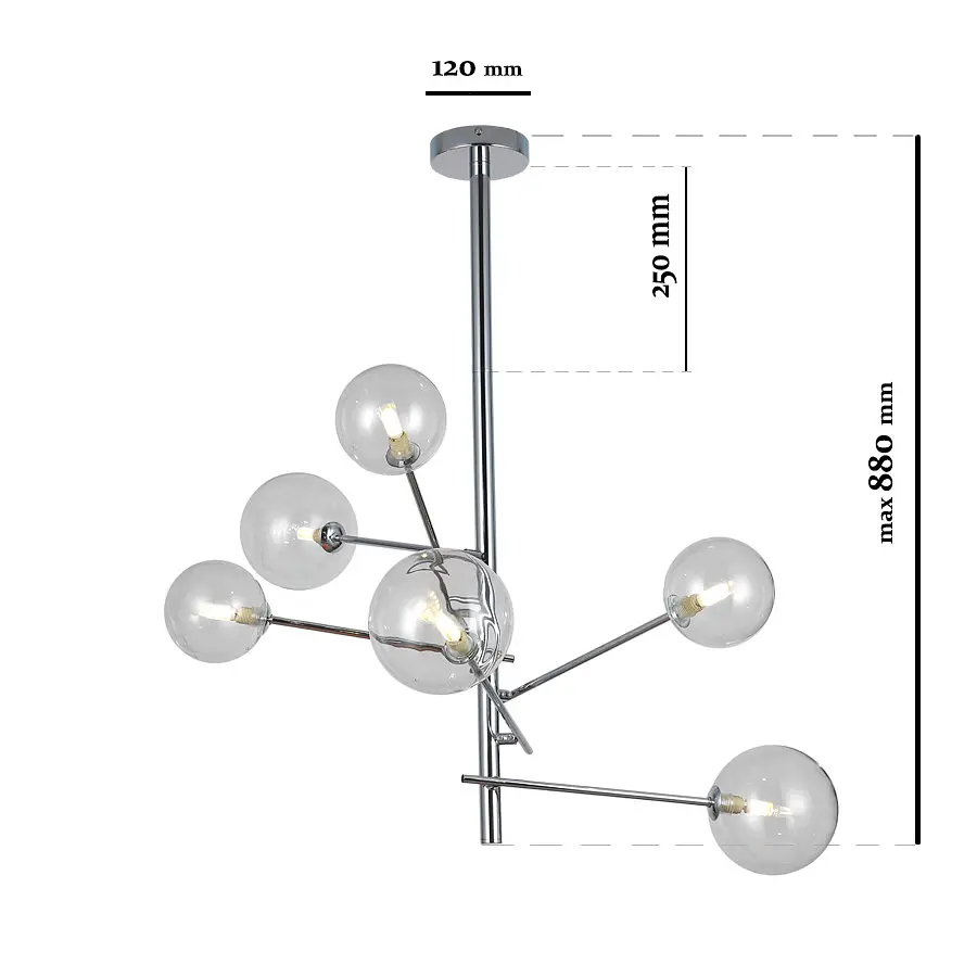 Люстра стельова LED Levistella 761LLP01-6 CR+CL, 6 ламп G9, хром, прозоре скло, сучасний стиль - фото 2