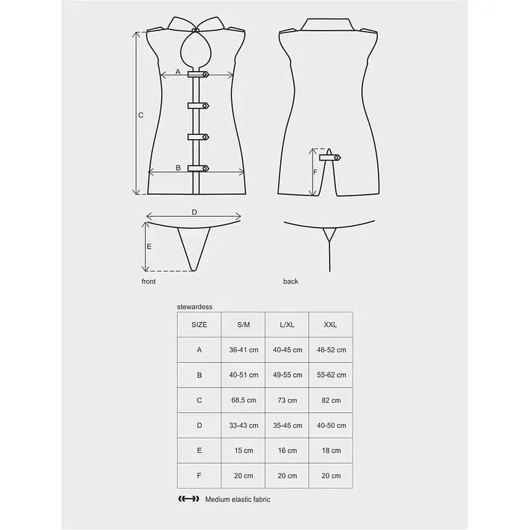 Эротический костюм стюардессы Obsessive Stewardess 3 pcs costume grey L/XL - фото 7