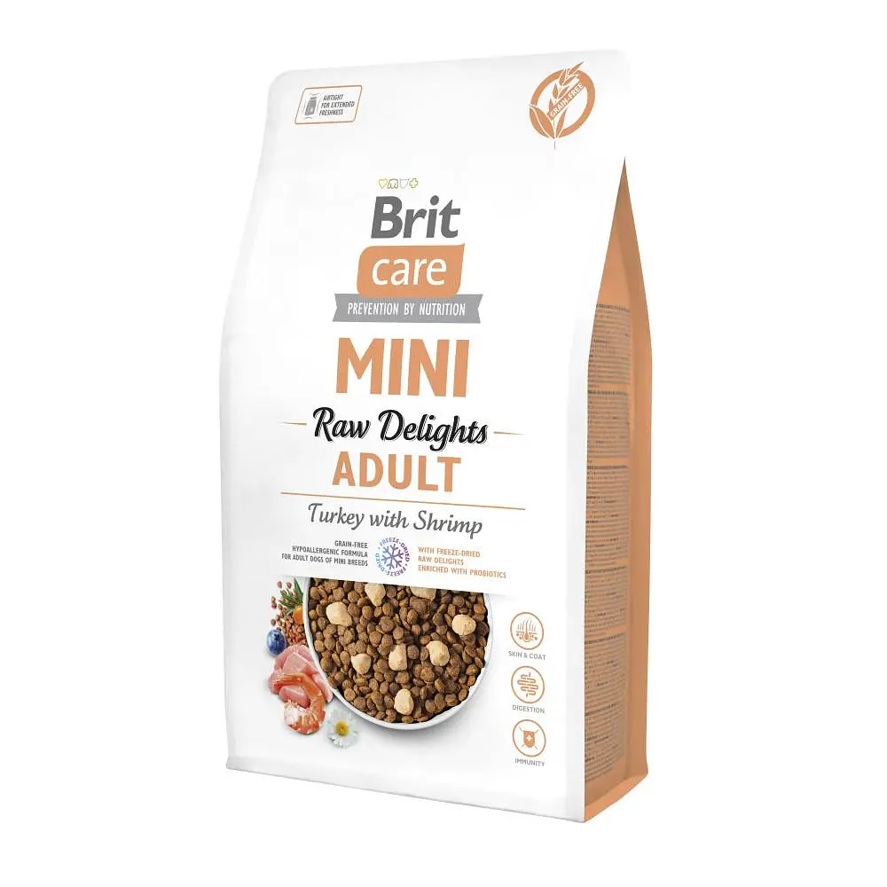 Сухий корм для собак малих порід Brit Care Mini Raw Delights Turkey with Shrimp індичка з креветкою 2 кг (арт.173214/571321)