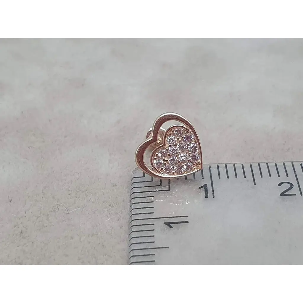 Золотая моносерьга/сережка для пирсинга хеликса Ameris Сердечко. 210105 - фото 4