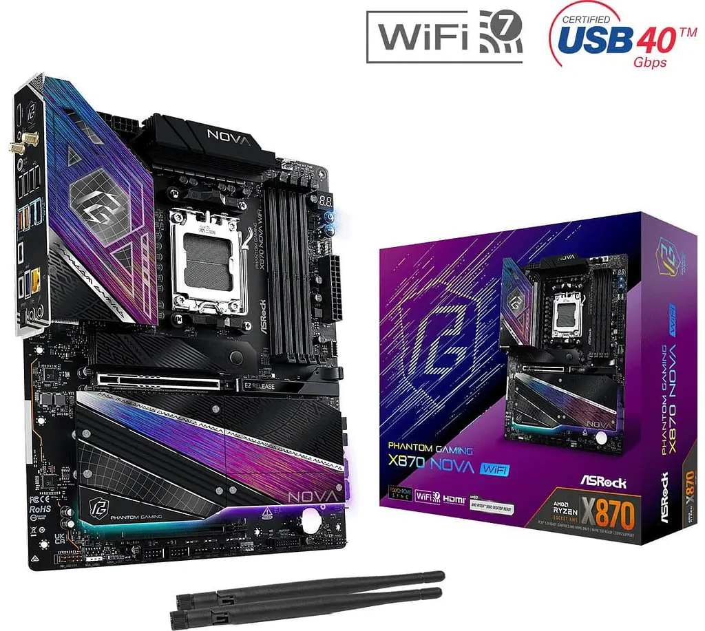 Материнська плата AsRock X870 NOVA WIFI (X870 NOVA WIFI) (Socket AM5, AMD X870, ATX) - фото 8