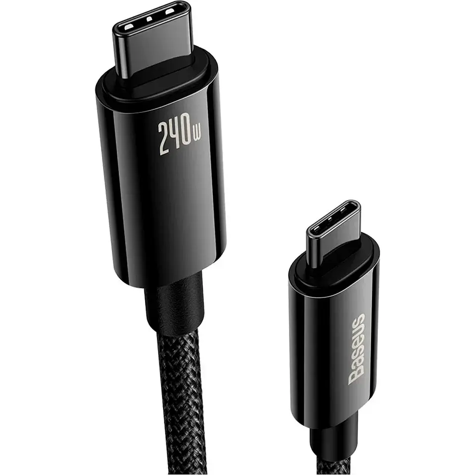 Кабель Baseus Tungsten золотистый Fast Charging Data Cable Type-C to Type-C 240W 1M черный (CAWJ040001) - фото 2
