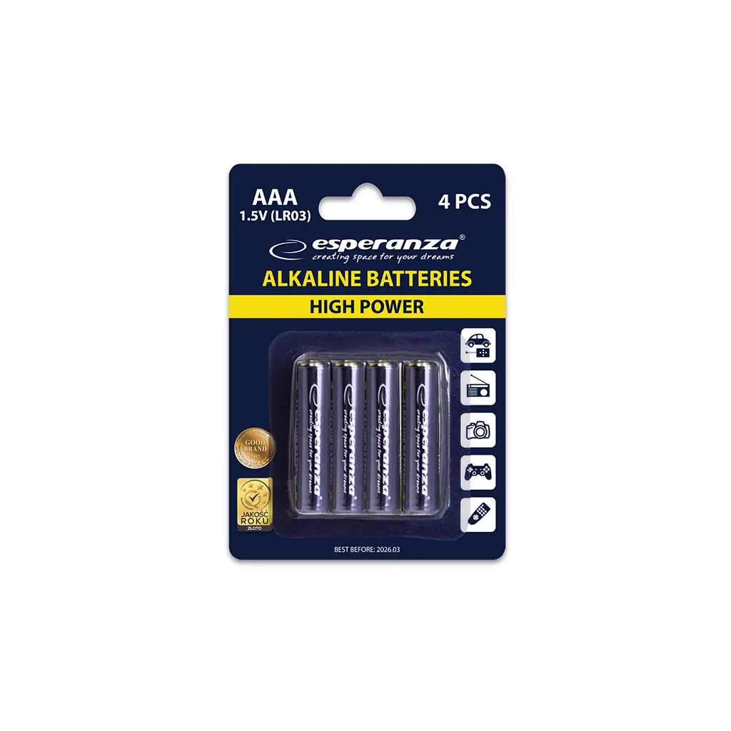 Батарейка Esperanza AAA LR03 Alkaline x 4 (EZB102) - фото 2