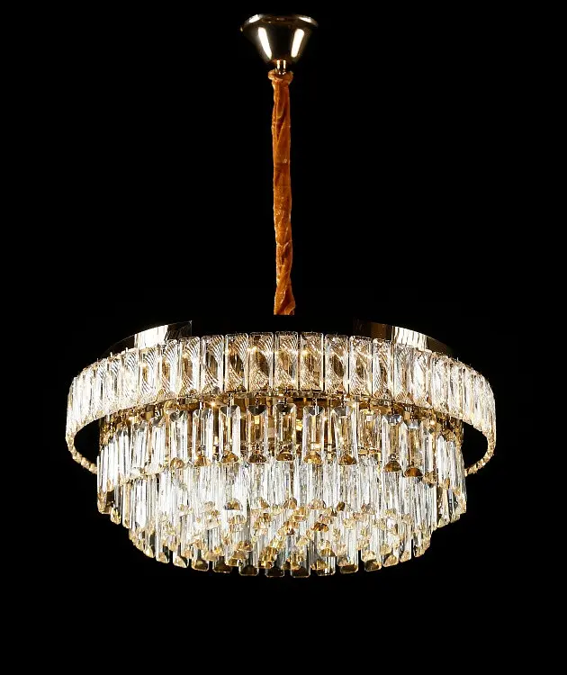 Золота кришталева світлодіодна люстра Splendid Ray L1195/600/8+LED (SGD), 60 см на 8 ламп E14 з дистанційним керуванням - фото 3