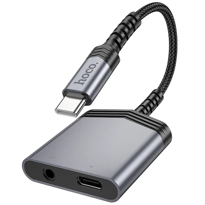 Перехідник Hoco LS 39 Type-C to Type-C + 3.5 mm Metal gray - фото 3