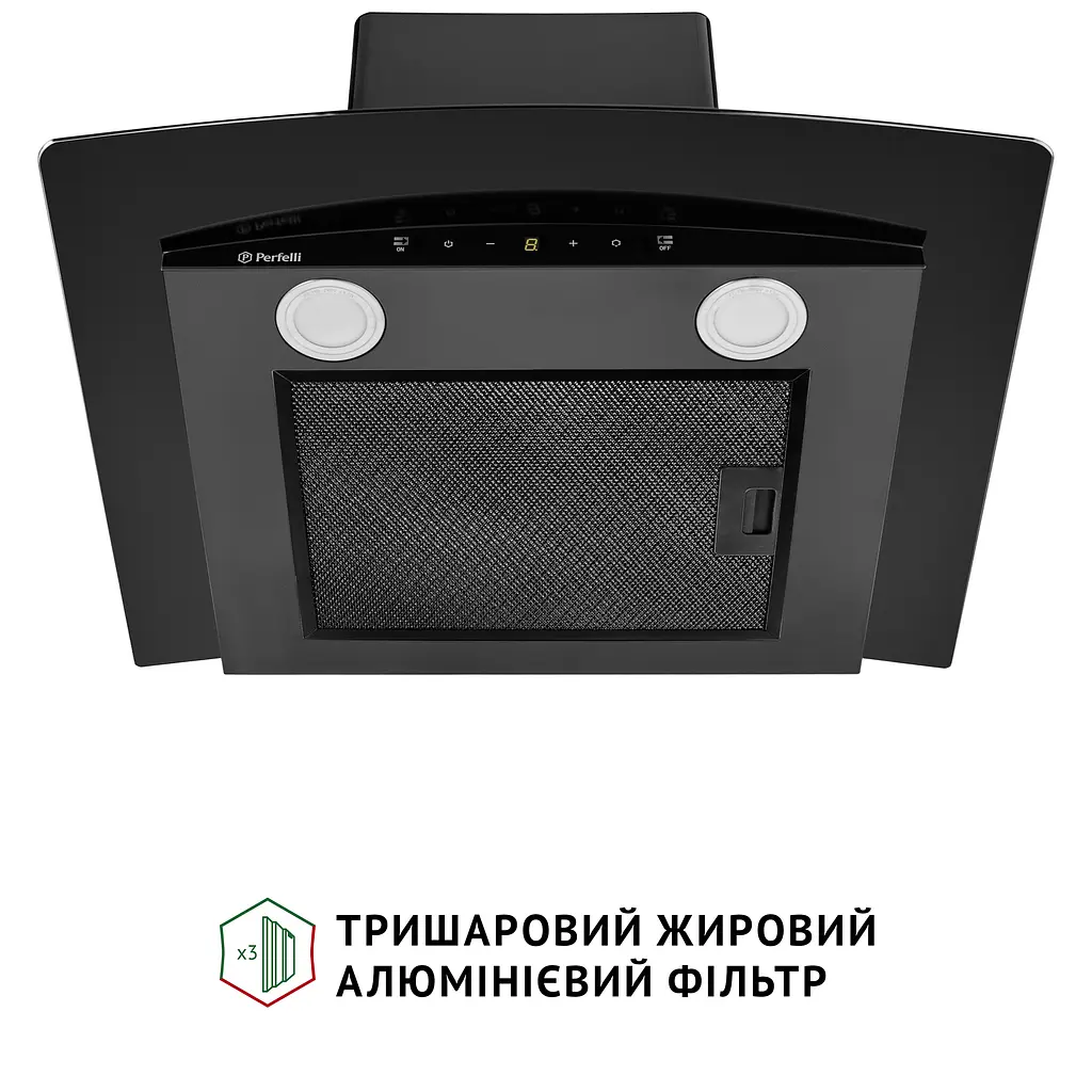 Витяжка декоративна зі склом Perfelli GRASSI 6PWB NERO - фото 7