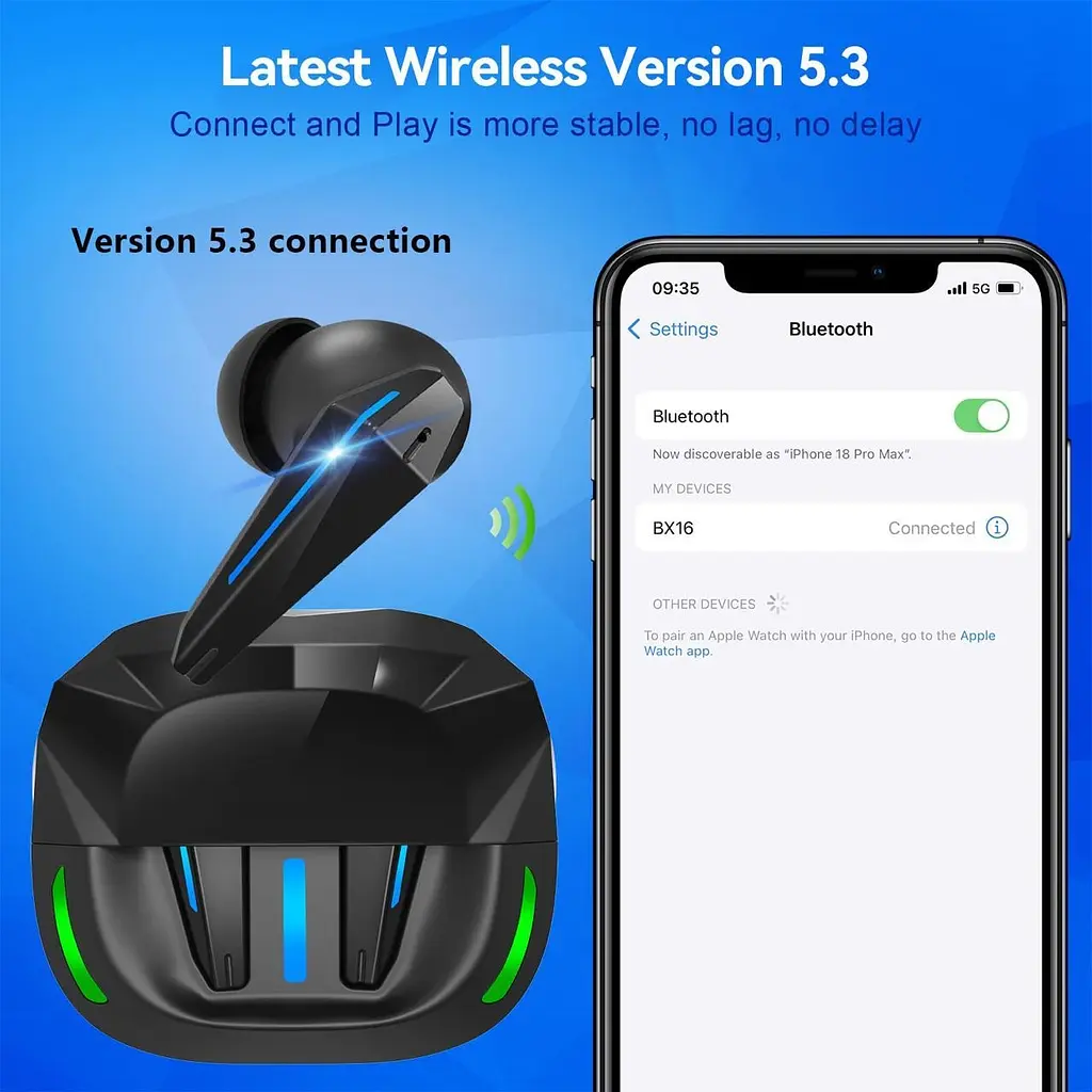 Ігрові бездротові навушники BX16 Gaming TWS чорний - фото 5