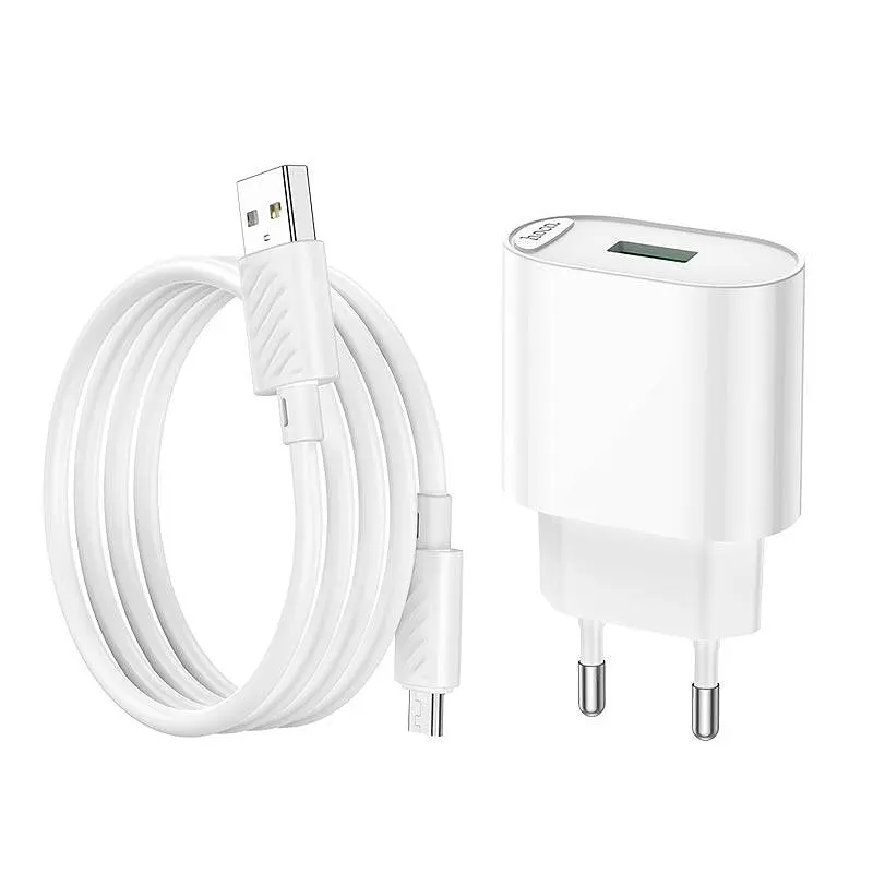 Блок Адаптер сетевой HOCO Micro USB Cable Fighter single port charger C109A 18W білий - фото 6