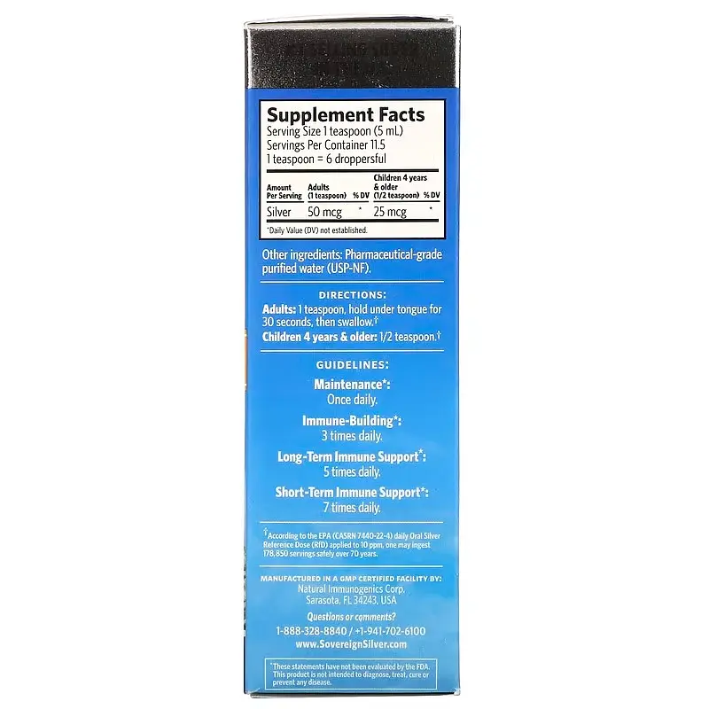 Срібло Sovereign Bio-Active Silver Hydrosol 59 ml Sovereign Silver vit0004876 - фото 3