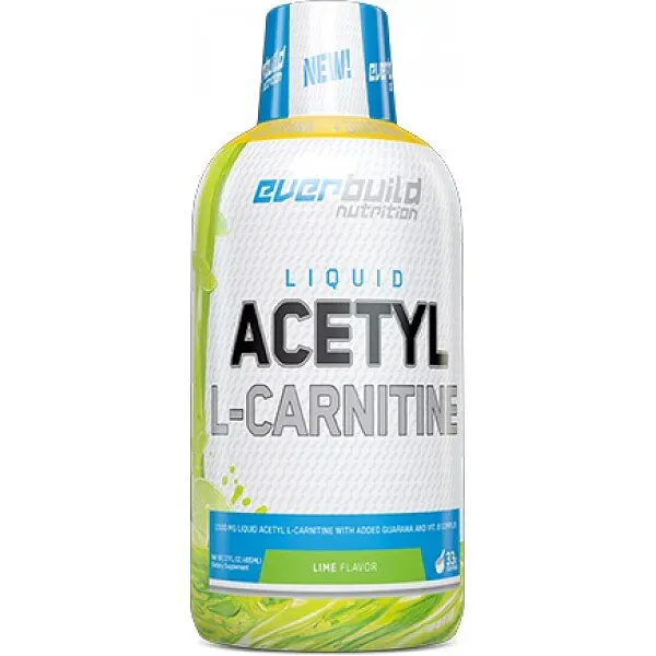 Рідкий ацетил L-карнітин EverBuild Nutrition Acetyl L-Carnitine + Guarana Liquid, 495 мл - Лайм з додаванням гуарани