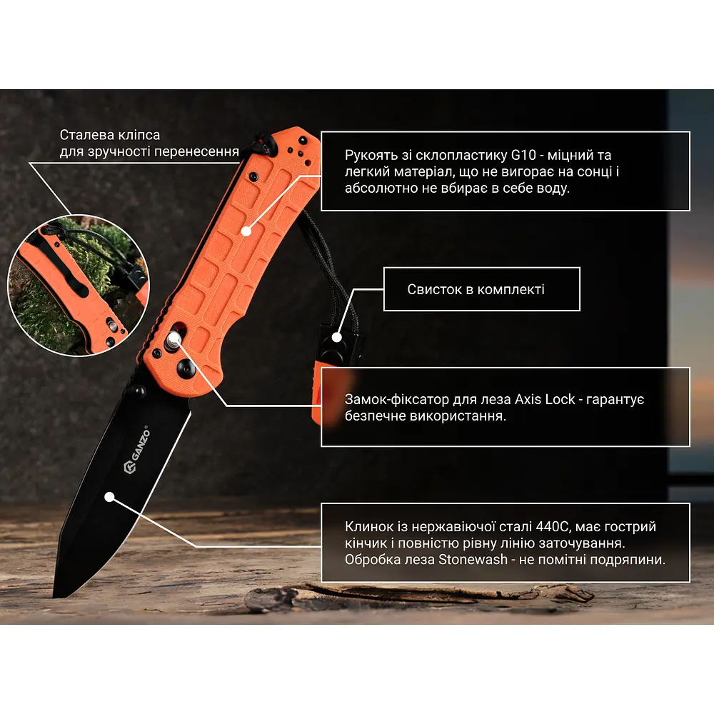 Ніж складаний Ganzo G7453P-OR-WS - фото 12