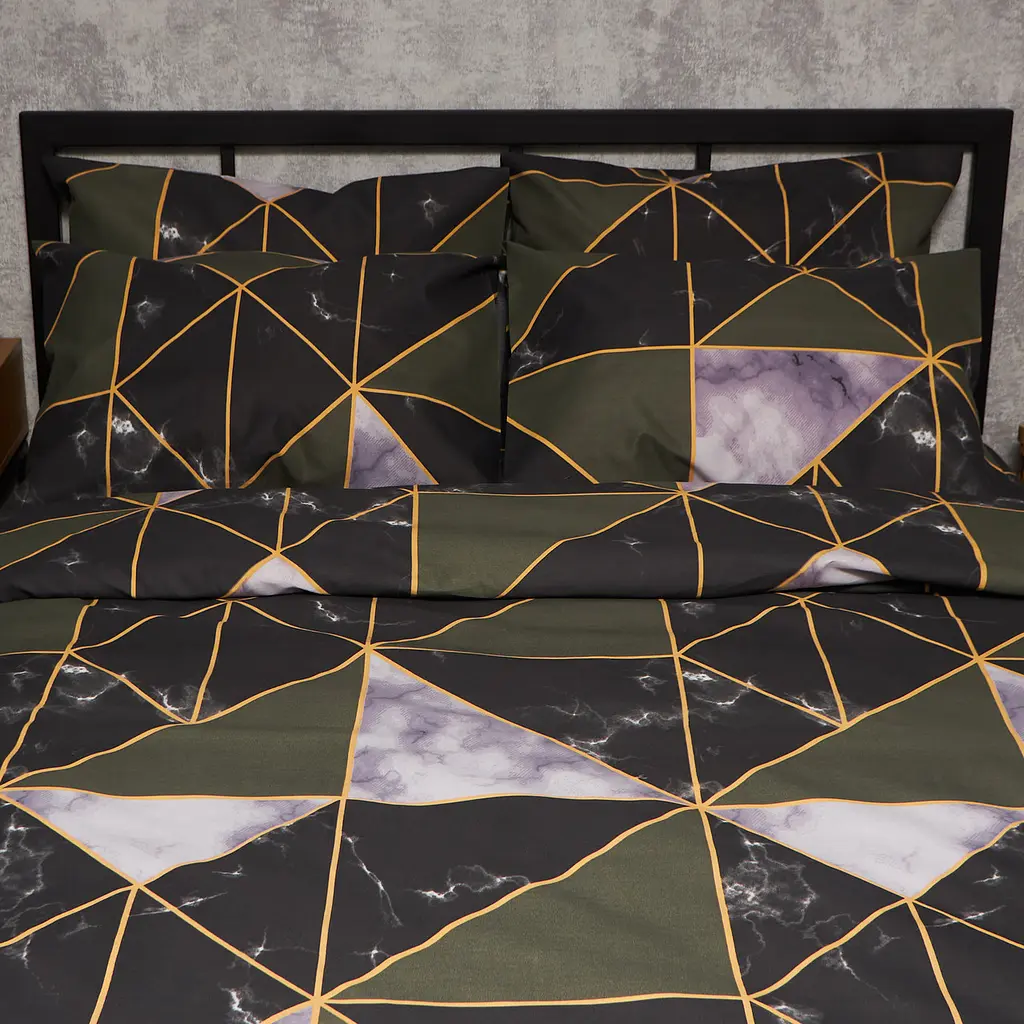 Комплект постільної білизни Moon&Star Мікросатин Premium Golden Marble Сімейні 143х210х2 наволочки 4х70х70 - фото 3