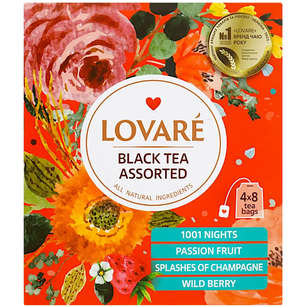 Чай чорний Lovare Assorted 4 види 64 г (32 шт. х 2 г) (881157) - фото 3