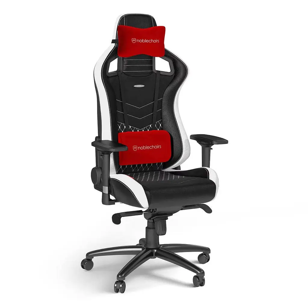 Геймерське крісло Noblechairs EPIC Real Leather Black, White and Red - фото 6