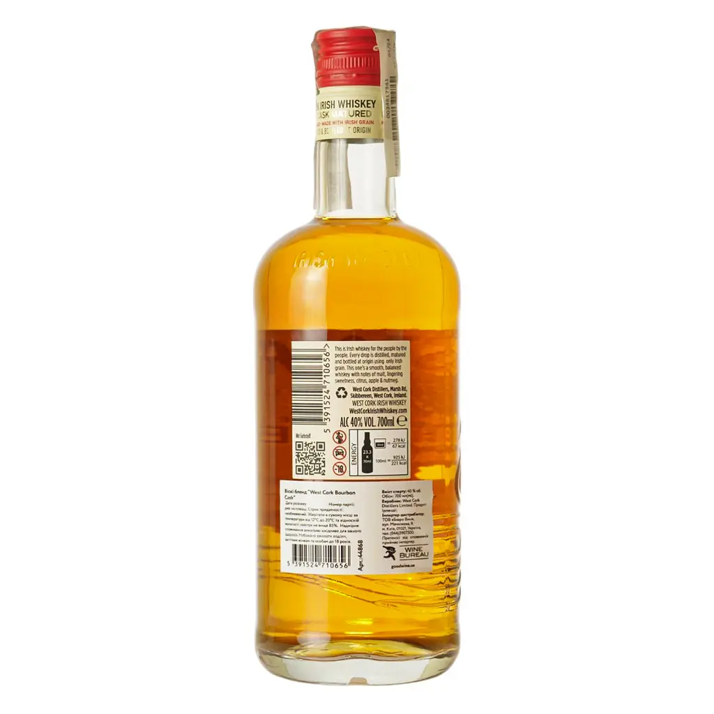 Виски West Cork Bourbon Cask Blended Irish Whisky 40% 0.7 л - фото 3