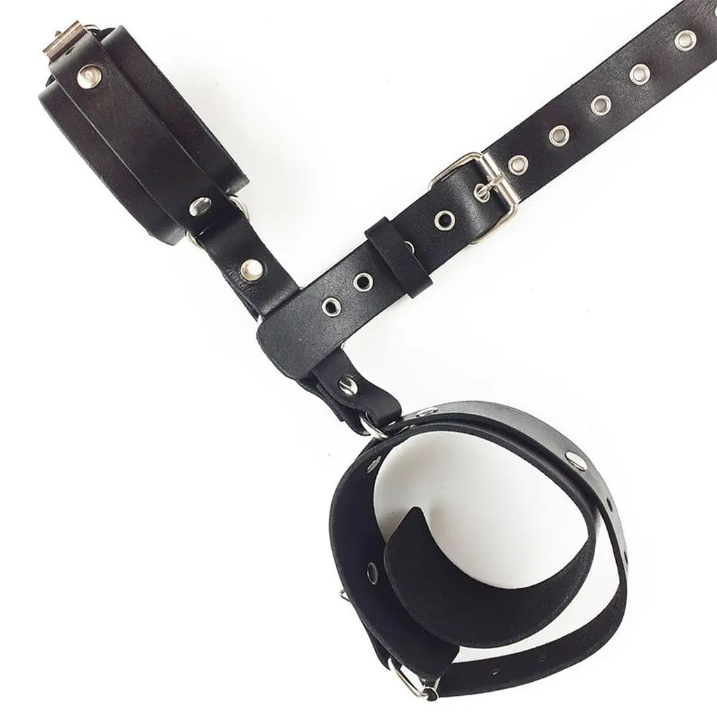 Фиксаторы для шеи и рук Art of Sex - Bondage Set из натуральной кожи, цвет черный - фото 5