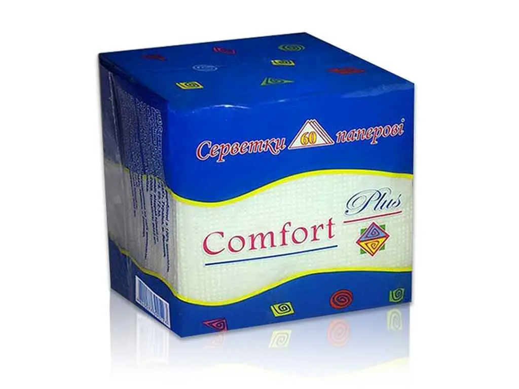 Серветки паперові Comfort Plus 60шт Серветка Біла