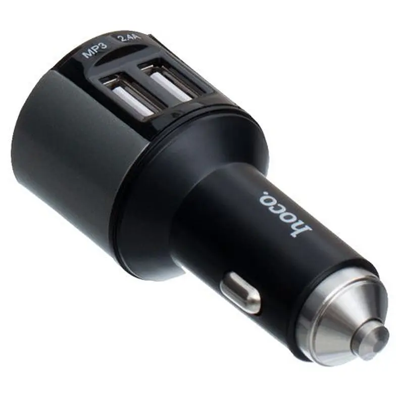 АЗП FM модулятор Hoco E19 (2USB 2.4А) Чорний / Сірий - фото 2