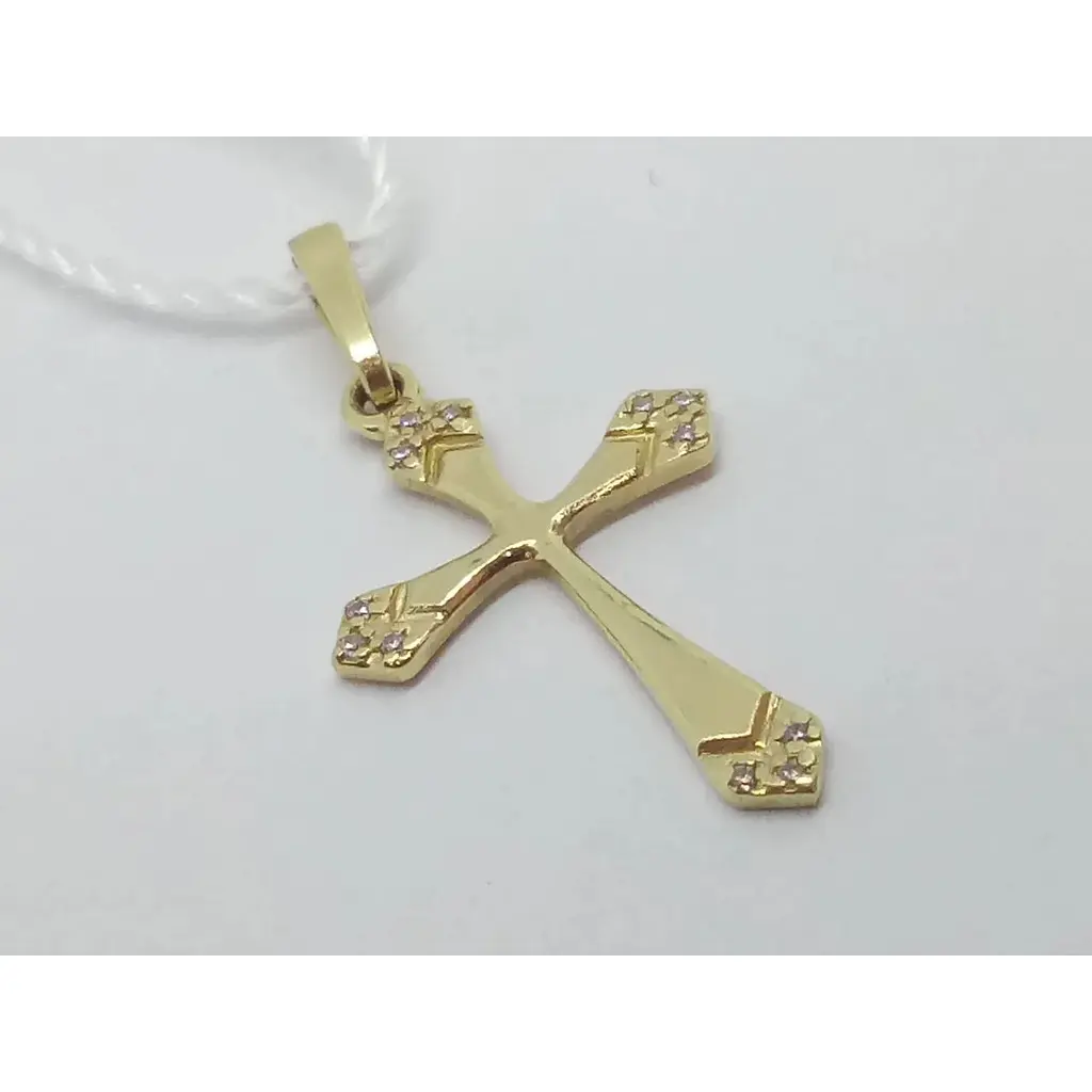 Золотой крестик Семейные драгоценности с фианитами. 140794 - фото 2