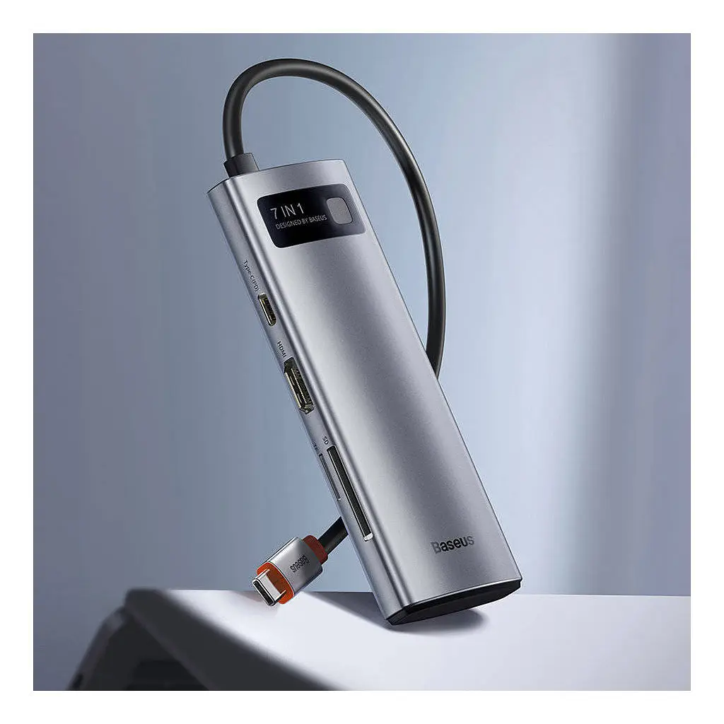 Порт-реплікатор Baseus 7-in-1 Metal Gleam Series Type-C to HDMI+USB+SD/TF Docking Station (WKWG020113) - фото 12