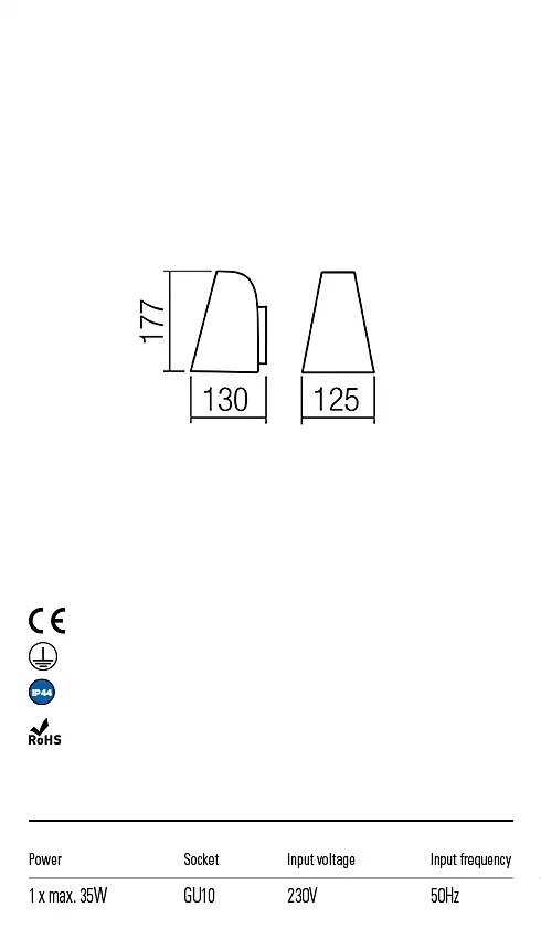 Бра вуличне ALVAR AP GU10 1X35W IP44 DB (5.1.1) Redo 9530 - фото 3