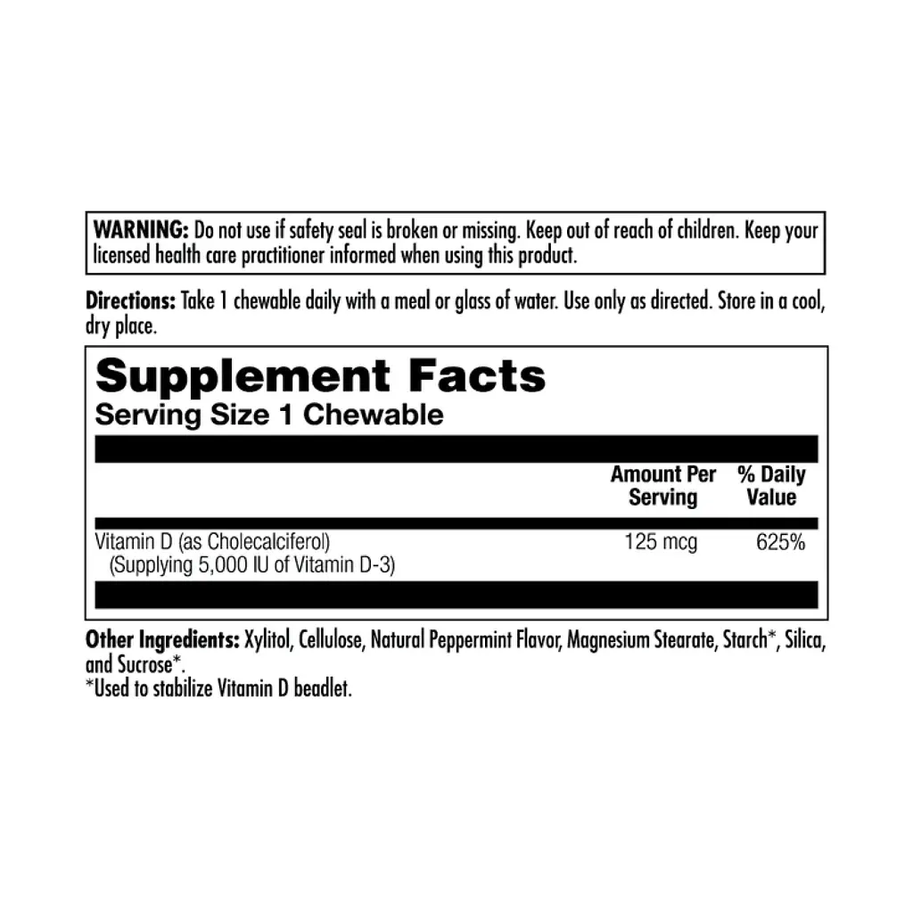 Вітамін Д-3 KAL D-3 5000 IU 125 mcg 60 chewables - фото 2