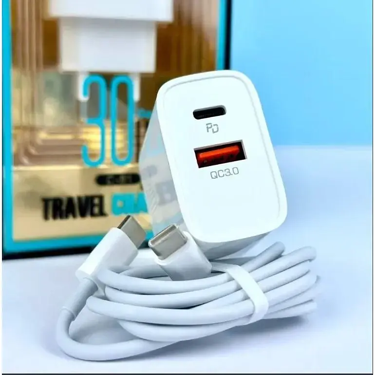 Зарядний пристрій Celebrat C-S1 PD30W + QC18W + Type-C Cable White - фото 3