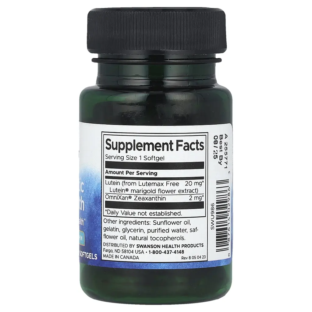 Пищевая добавка Swanson Synergistic Eye Health Lutein & Zeaxanthin 60 капсул - фото 2