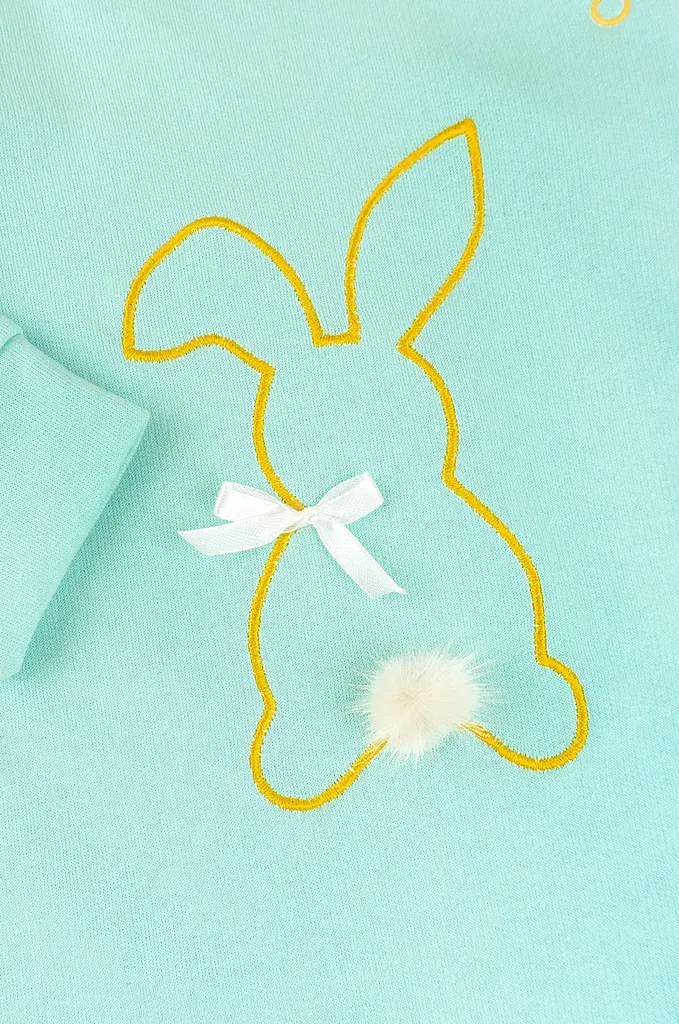 Дитячий чоловічок з футера з вишивкою зайчик Bunny та закритими ніжками - фото 3