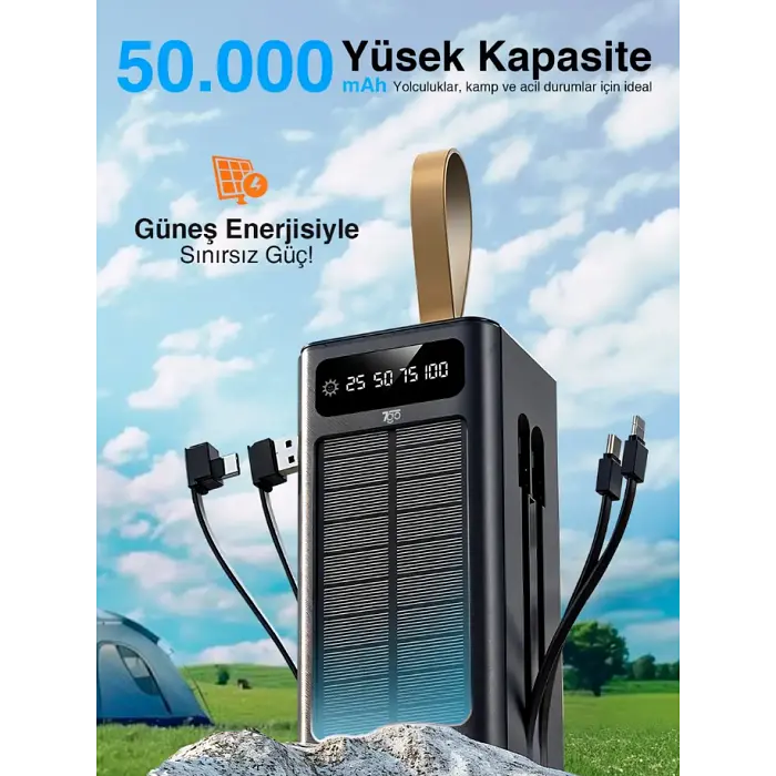 Power Bank 7GO GPW-01, ємність 50000 mAh, сонячна зарядка, швидка зарядка PD 22.5 W - фото 2