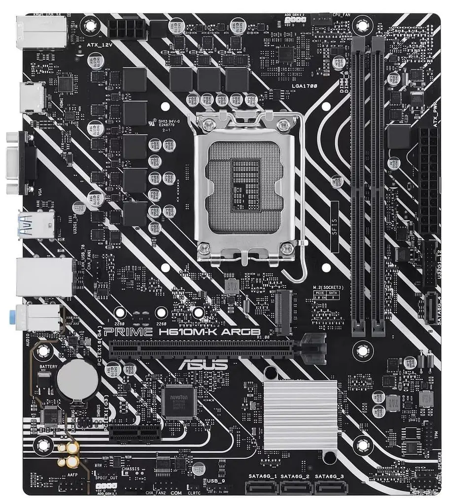 Материнская плата ASUS Prime H610M-K ARGB (PRIME H610M-K ARGB) (Socket 1700, Intel H610, Micro-ATX) - фото 6