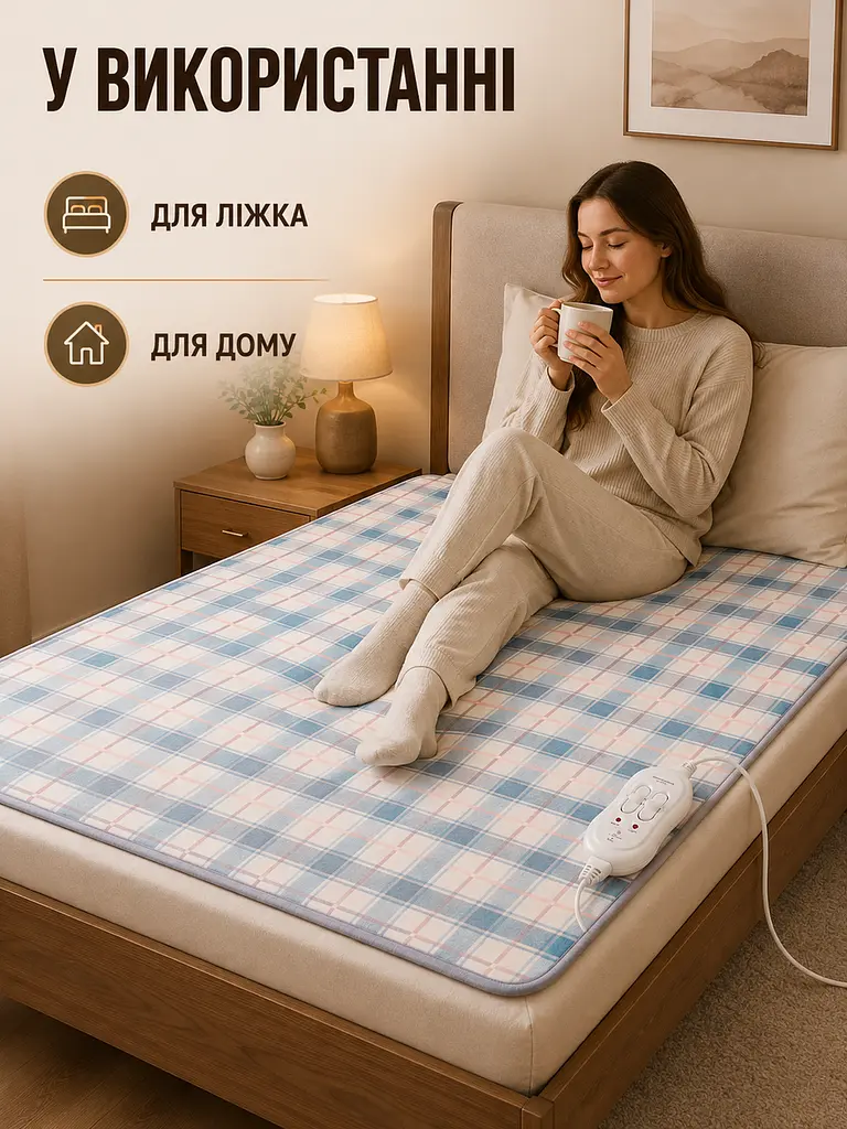 Електропростирадло 150×120 см з підігрівом, 2 режими температури, захист від перегріву та короткого замикання, різнокольорове - фото 7