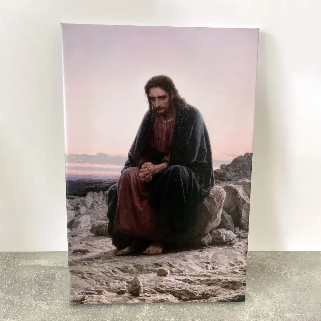 Інтер'єрна картина Христос у пустелі, Іван Крамськой, Ivan Kramskoy, Christ in the Wilderness, християнський живопис, 60×45 см (id6671) - фото 5