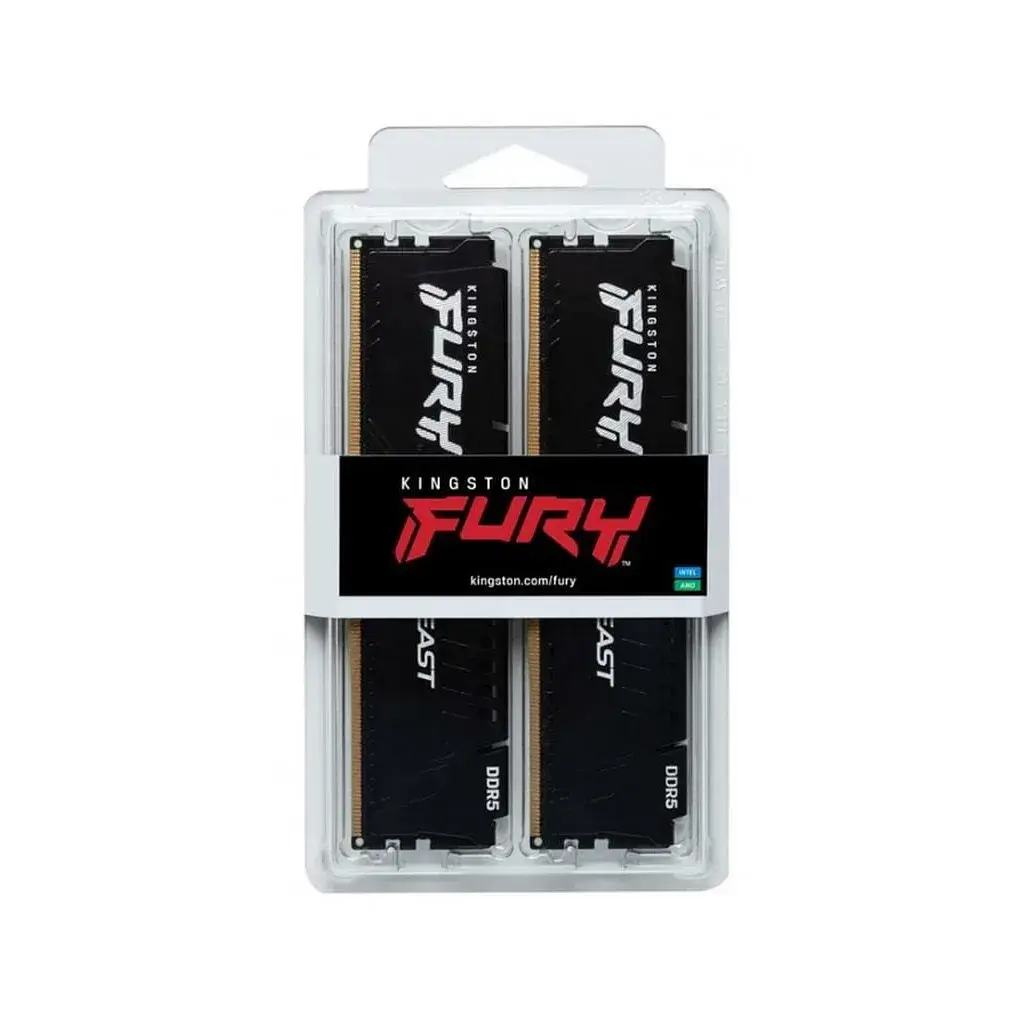 Модуль пам'яті для комп'ютера DDR5 32GB (2x16GB) 6000 MHz Fury Beast Black Kingston Fury (ex.HyperX) (KF560C36BBE2K2-32) - фото 4