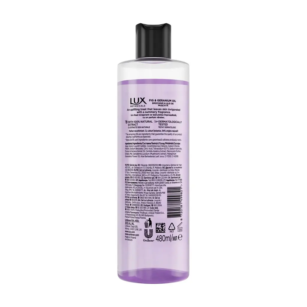Гель для душу Lux Botanicals Інжир та олія герані 480 мл (8720181499821) - фото 2