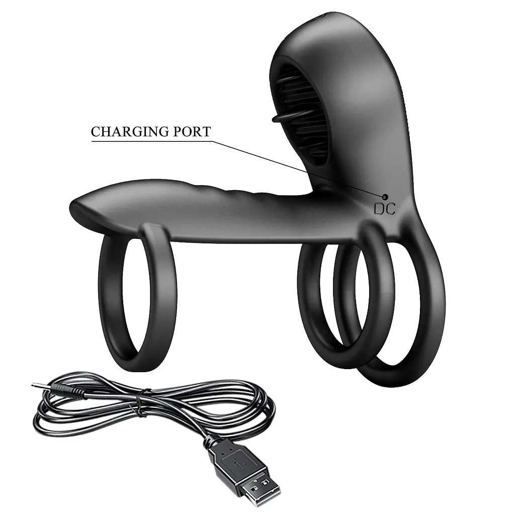 Насадка на член - Pretty Love Vibrating Penis Sling Jammy Black - фото 9